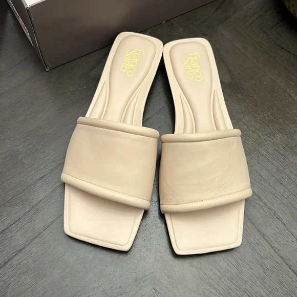 Franco Sarto Caven Slide Sandals - Cream Leather - Picture 4 of 7